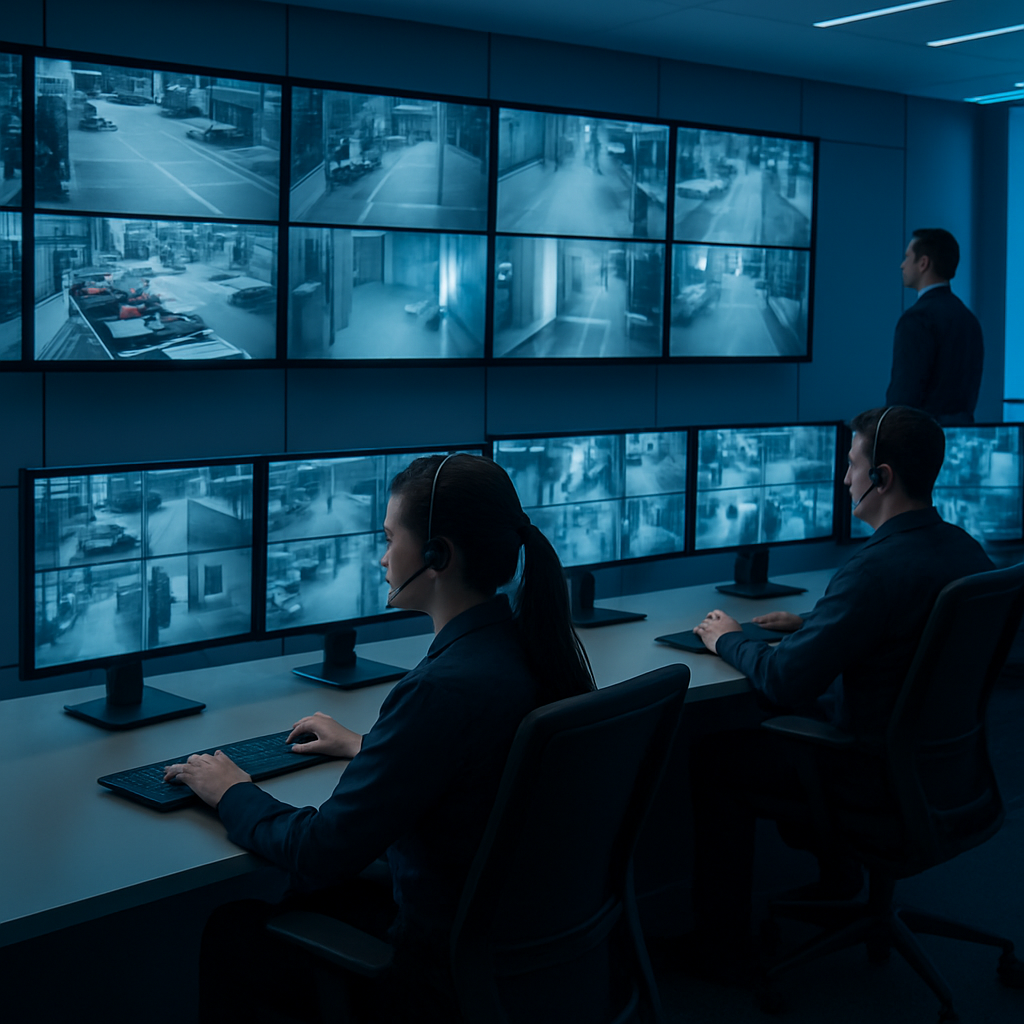 Operators monitoring facility, network, and security events in the PrecisionX Global Operations Center