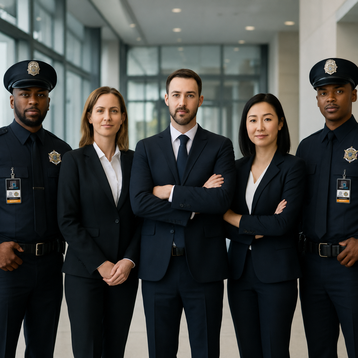 The PrecisionX Security Solutions team in a corporate facility